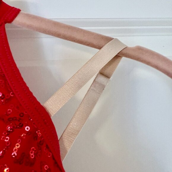 Weissman Red Sequined Dance Costume Dress Leotard Size Girls M - Picture 7 of 10